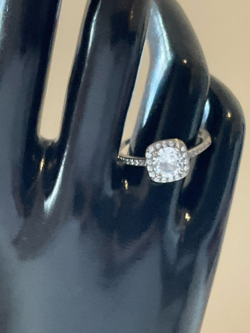 18K GF Cushion Cut CZ Halo Engagement Ring